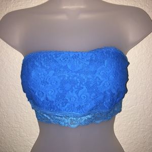 Blue Lace Bandeau Top